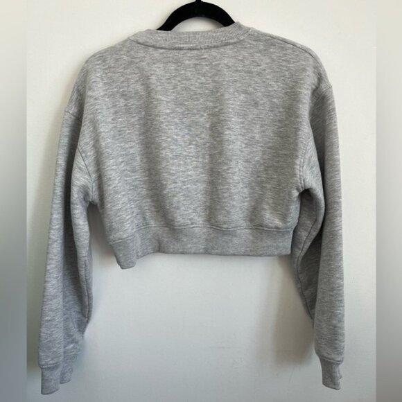 Zara Women Cropped Long Sleeve Sweatsuit Sweater Sweatshirt - Gray - S Small - Picture 5 of 9